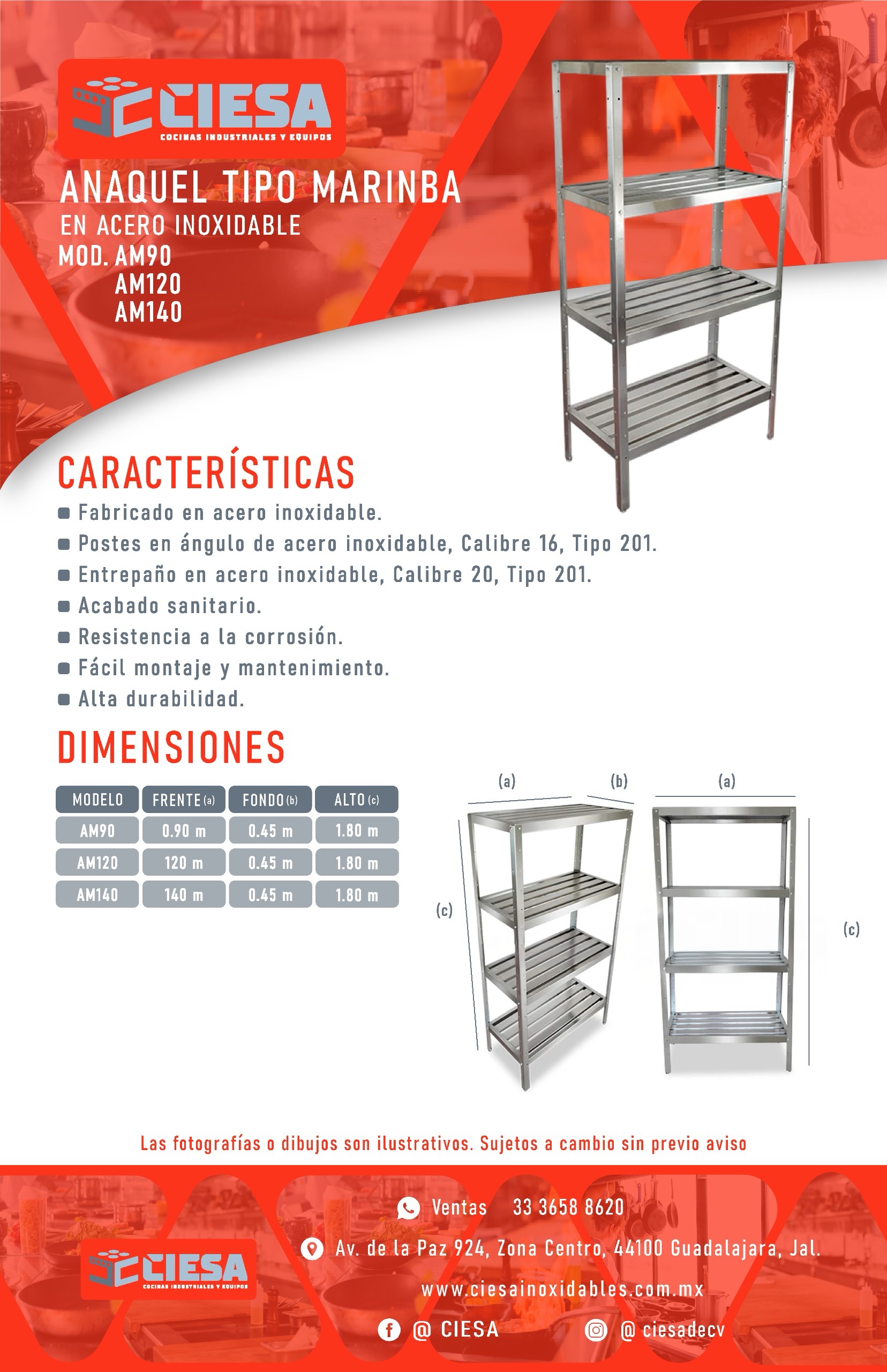 Anaquel Tipo Marimba En Acero Inoxidable - Imagen 4
