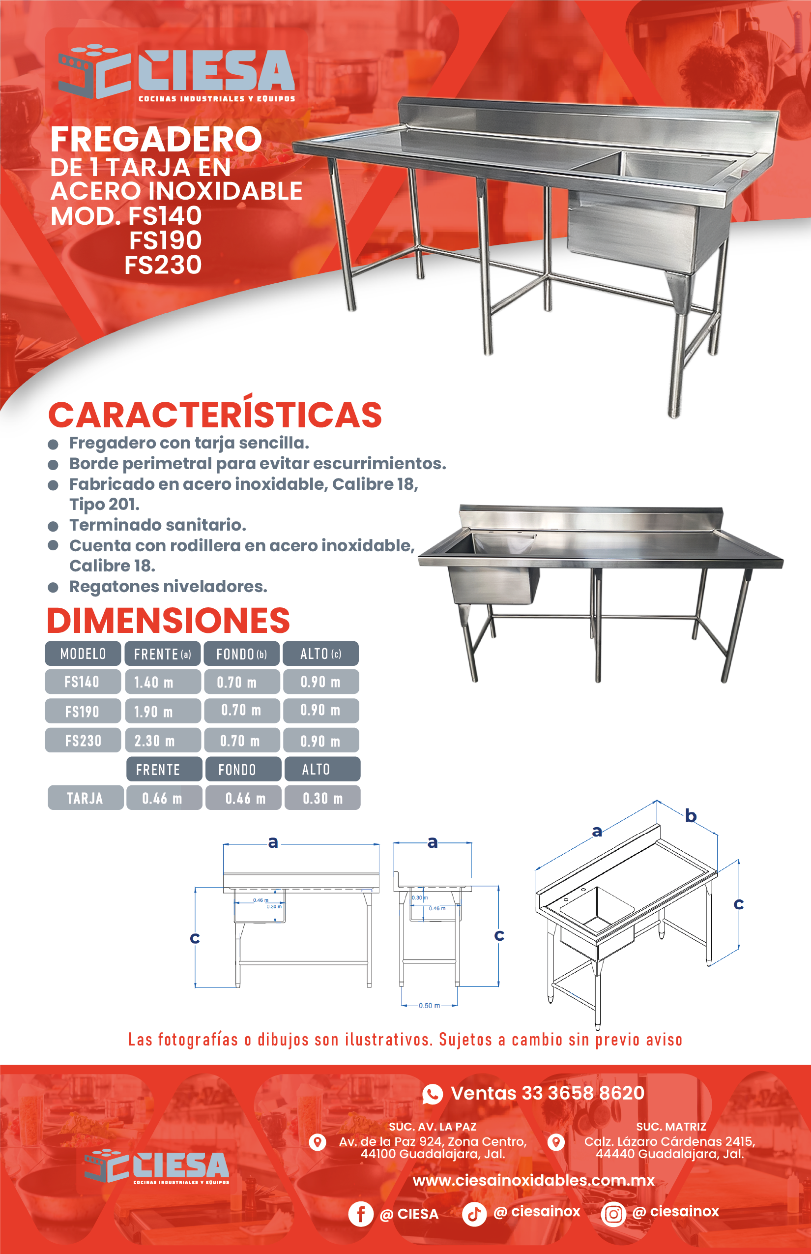 Fregadero Una Tarja en Acero Inoxidable - Imagen 4