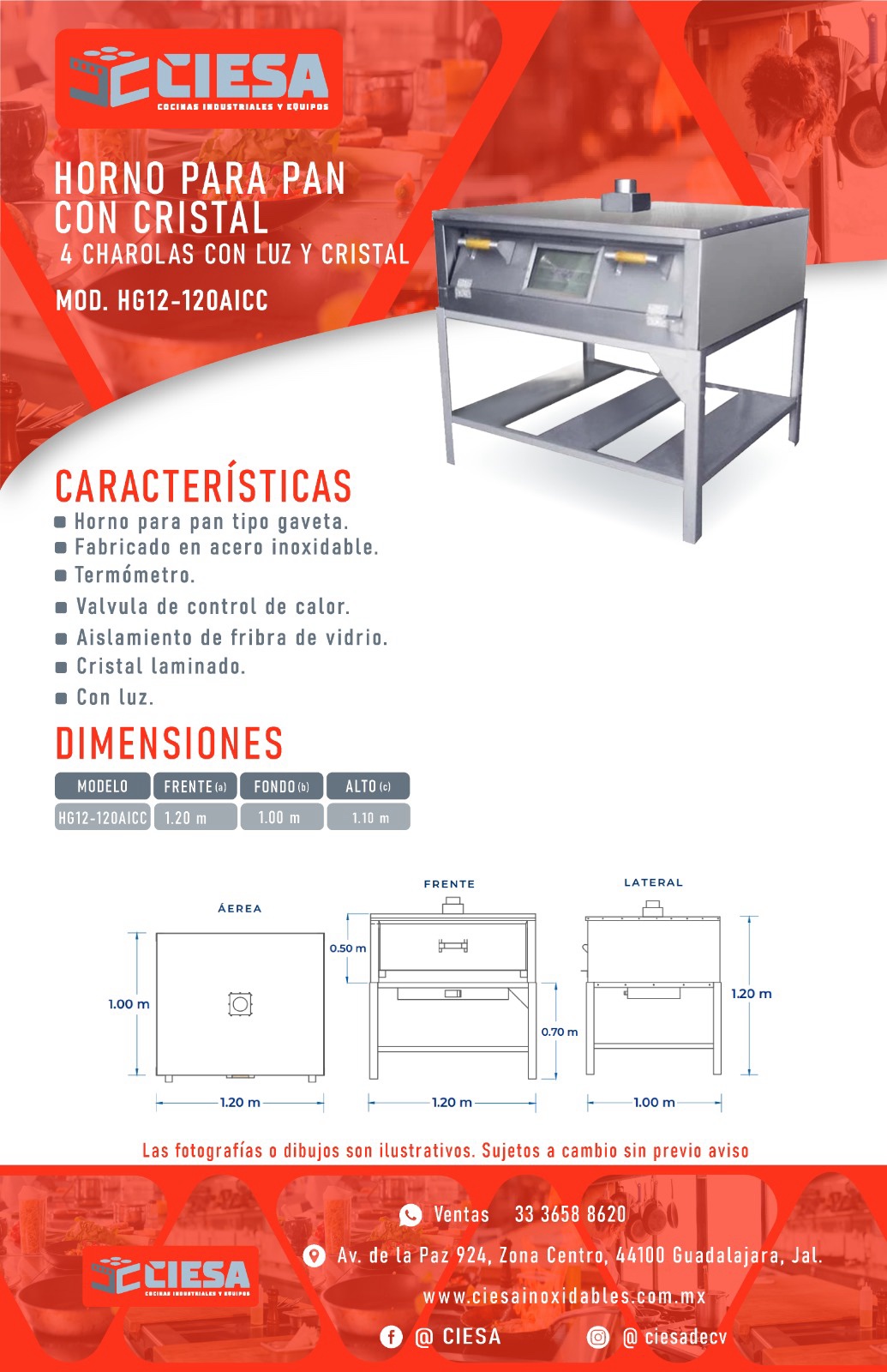 Horno Para Pan Con Cristal HG2 120AICC - Imagen 2
