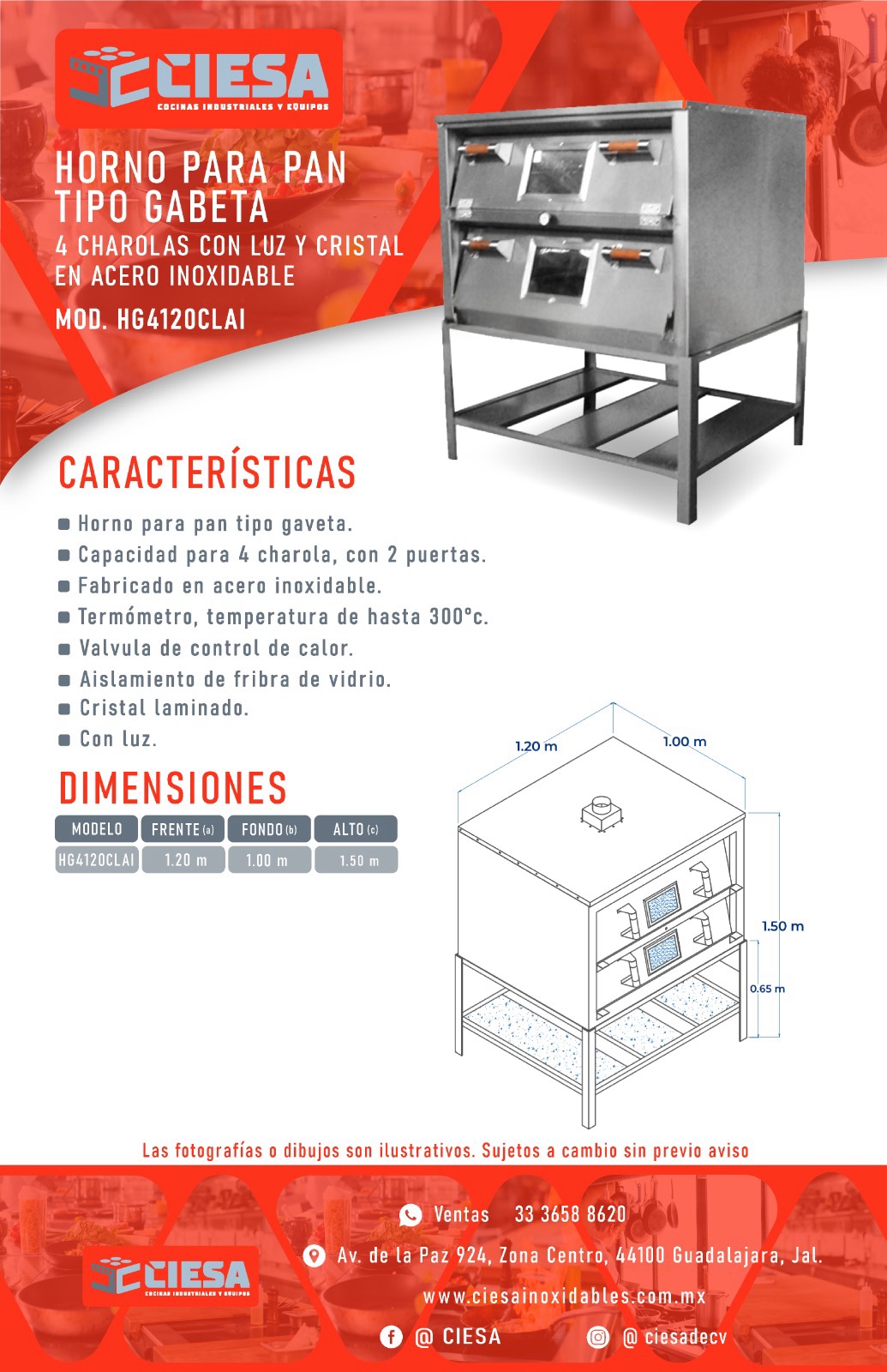Horno Para Pan 4 Charolas Con Luz Y Cristal Acero Inoxidable - Imagen 4