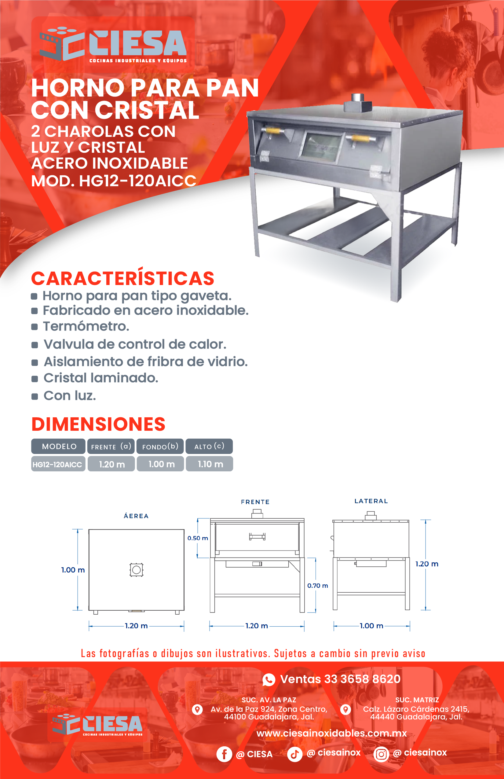 Horno Para Pan Con Cristal HG2 120AICC - Imagen 2