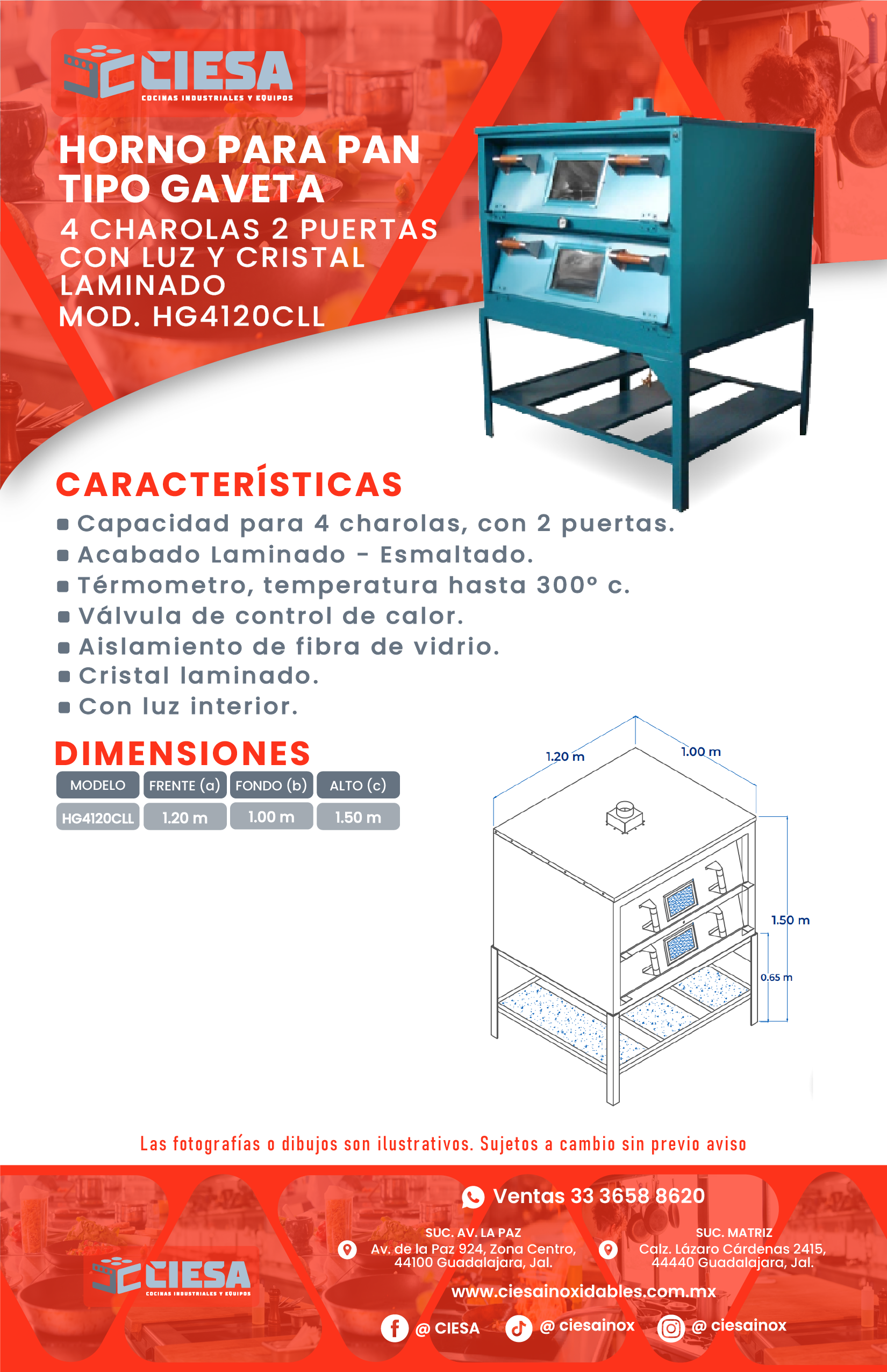 Horno Para Pan 4 Charolas Con Luz Y Cristal Laminado - Imagen 2
