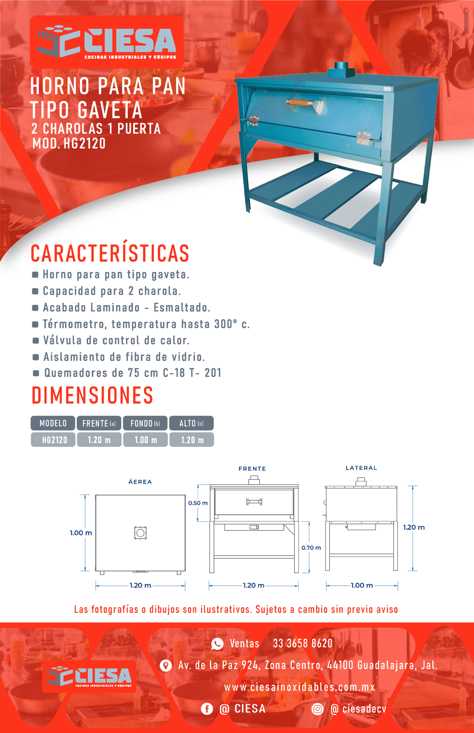 Horno Para Pan Tipo Gaveta De 2 Charolas 1 Puerta - Imagen 2