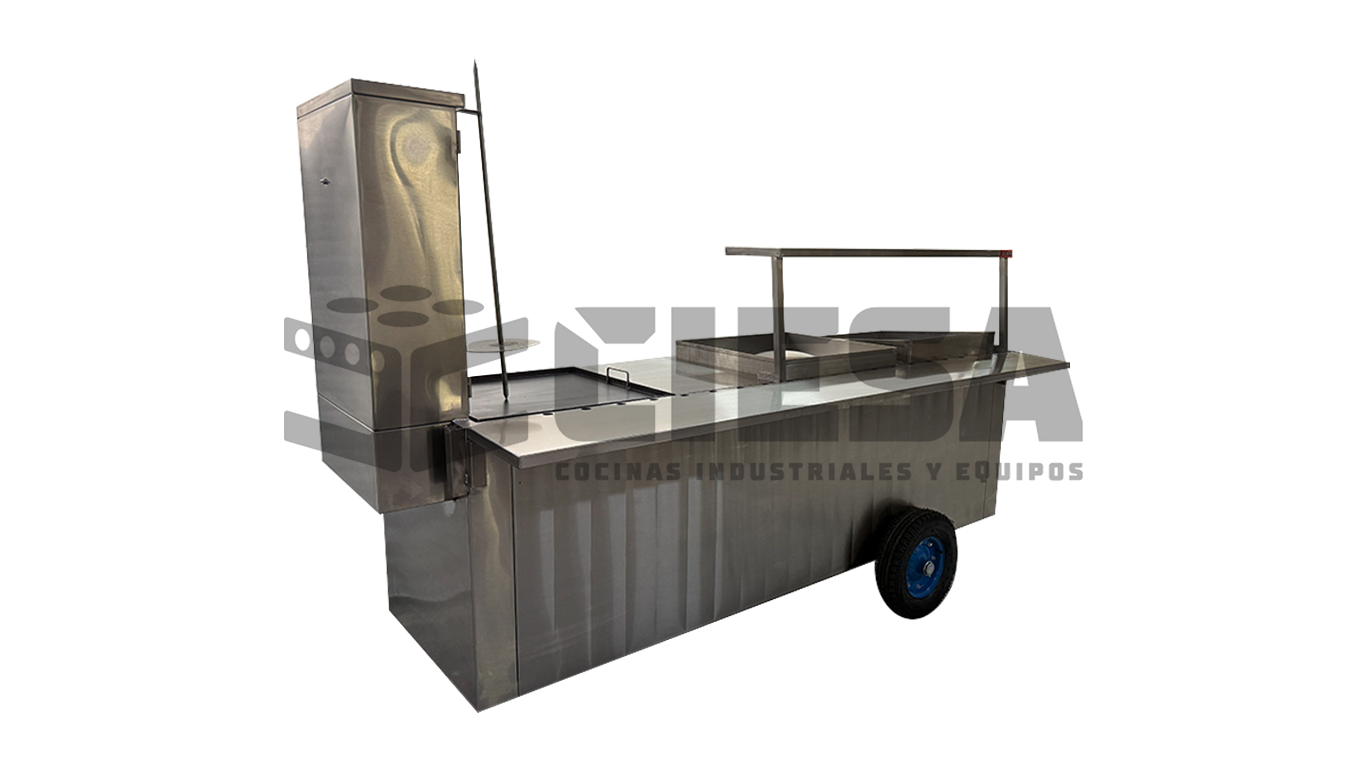 Carro Taquero Con 4 Servicios En Acero Inoxidable