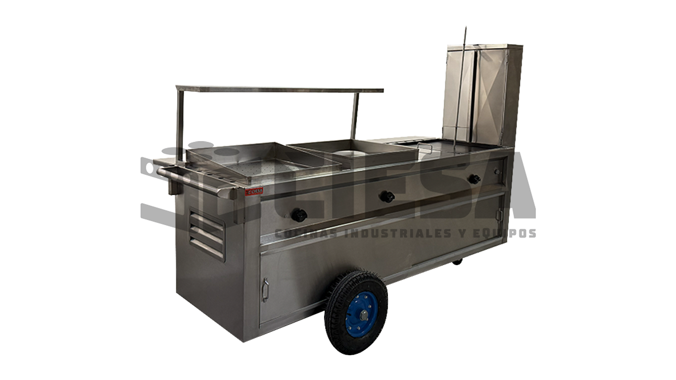 Carro Taquero Con 4 Servicios En Acero Inoxidable - Imagen 2