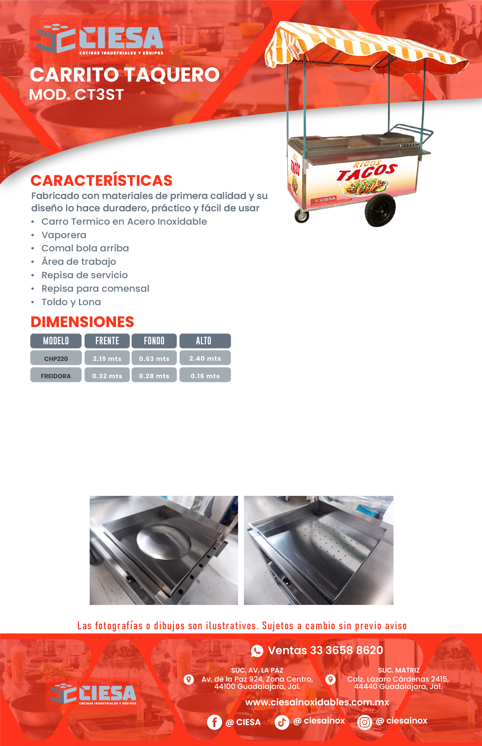 Carrito Taquero CT3ST - Imagen 2