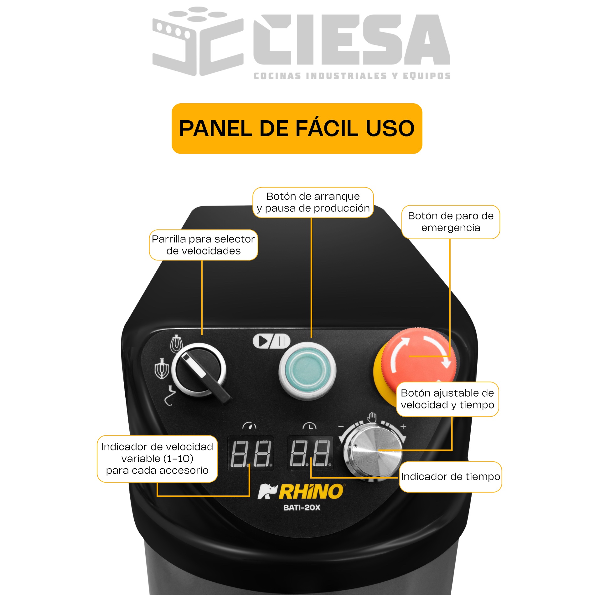 Batidora planetaria de velocidad variable 20L - Imagen 5